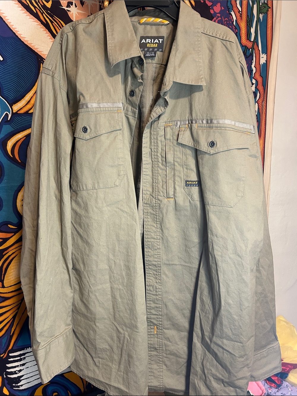 Ariat Rebar Lightweight Olive/Tan Work button down